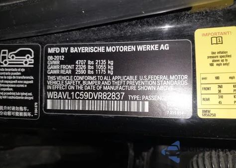 2013 BMW X1 xDrive28I from USA, damaged, VIN WBAVL1C59DVR82837